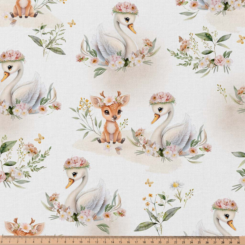 Printed Cotton SWANY White / Green
